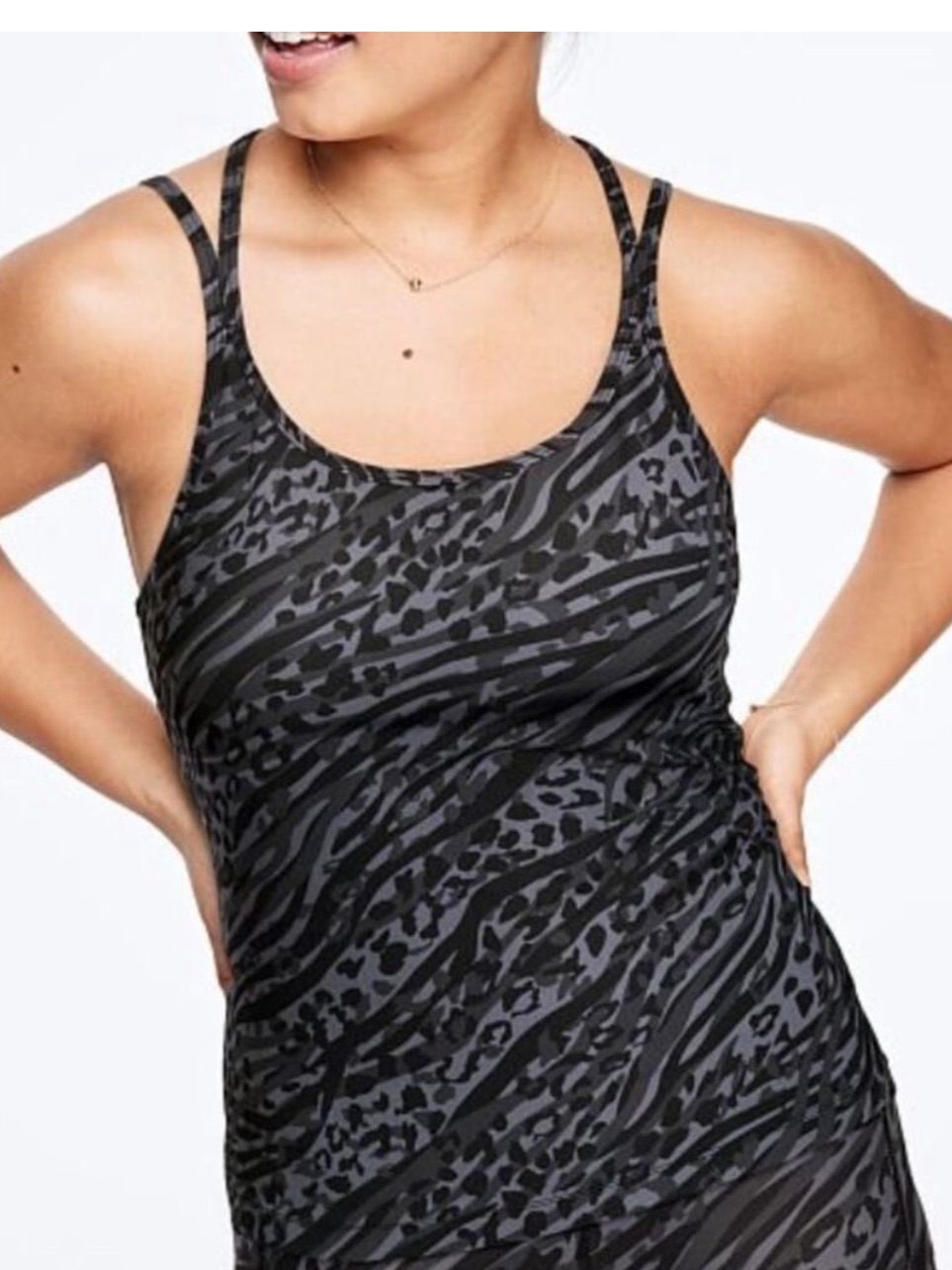 Victoria’s Secret Black & Charcoal Animal Print Tank Top Size Large